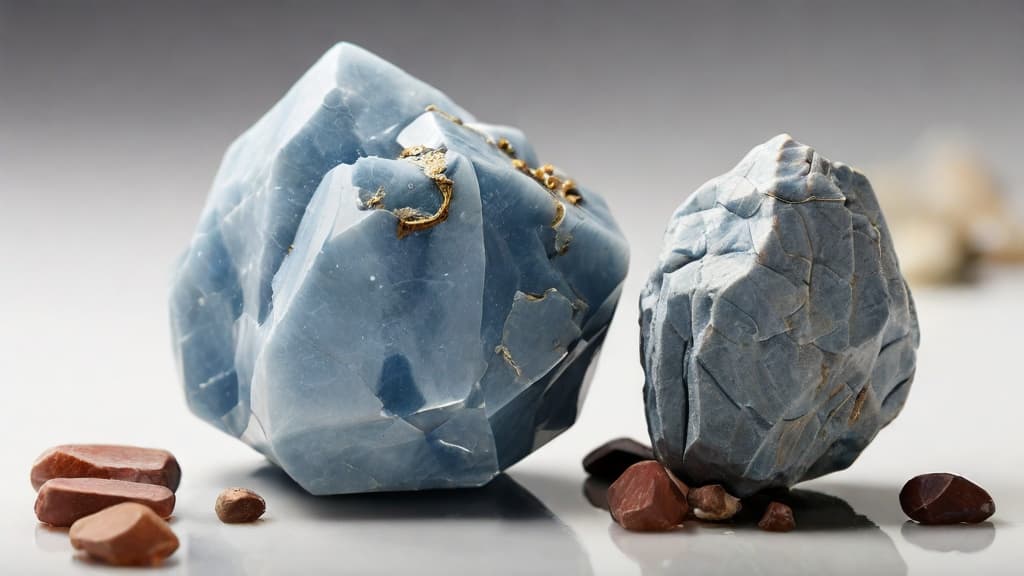 Two raw Angelite stones