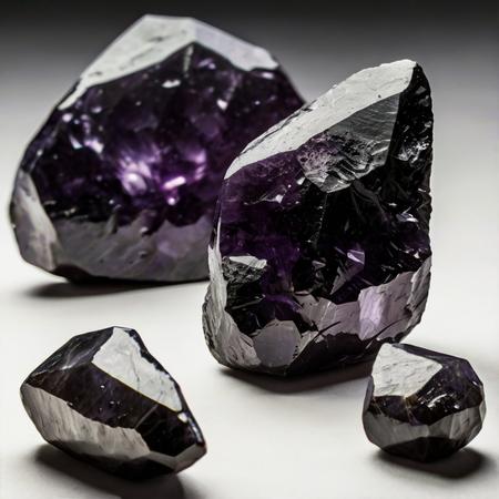 Four Black Amethyst Crystals