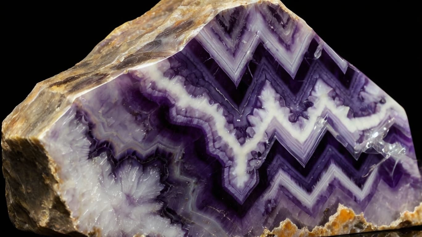 Chevron Amethyst with distinct V-shaped patterns