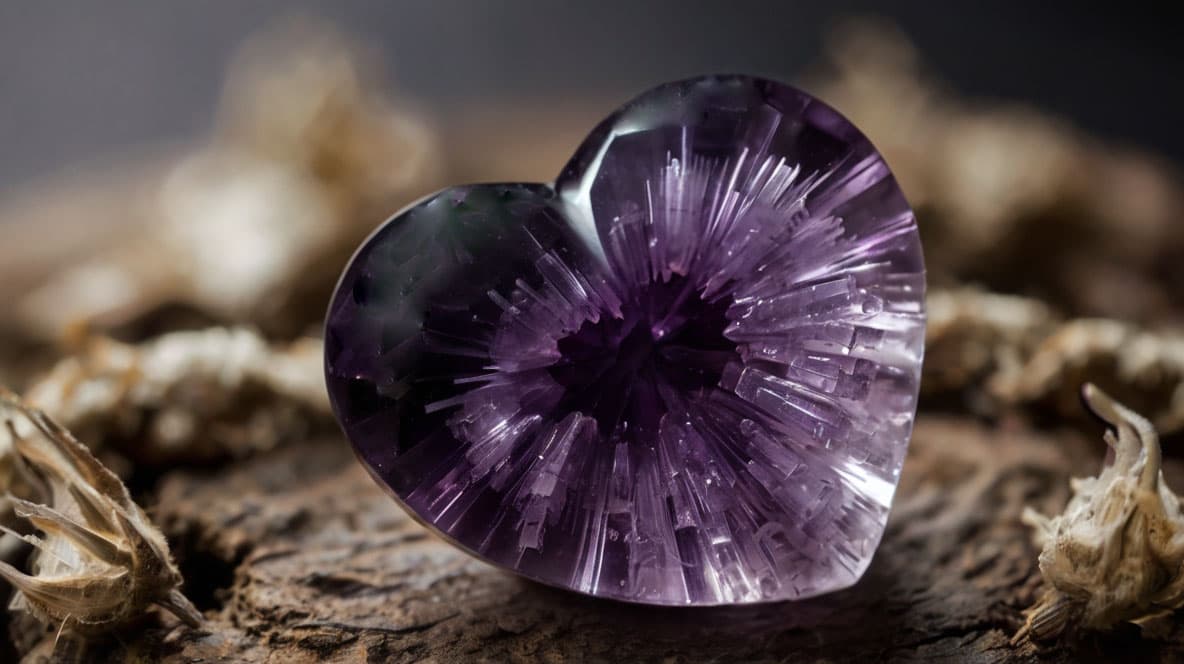 Amethyst Crystal in the shape of a heart