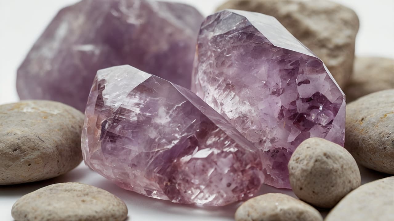 Raw Pink Amethyst Crystals in their natural form