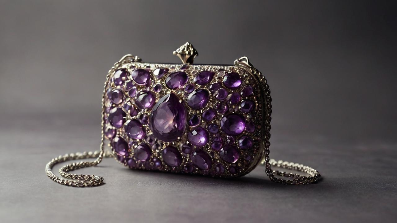 A beautiful women's handbag adorned with Amethyst gemstones